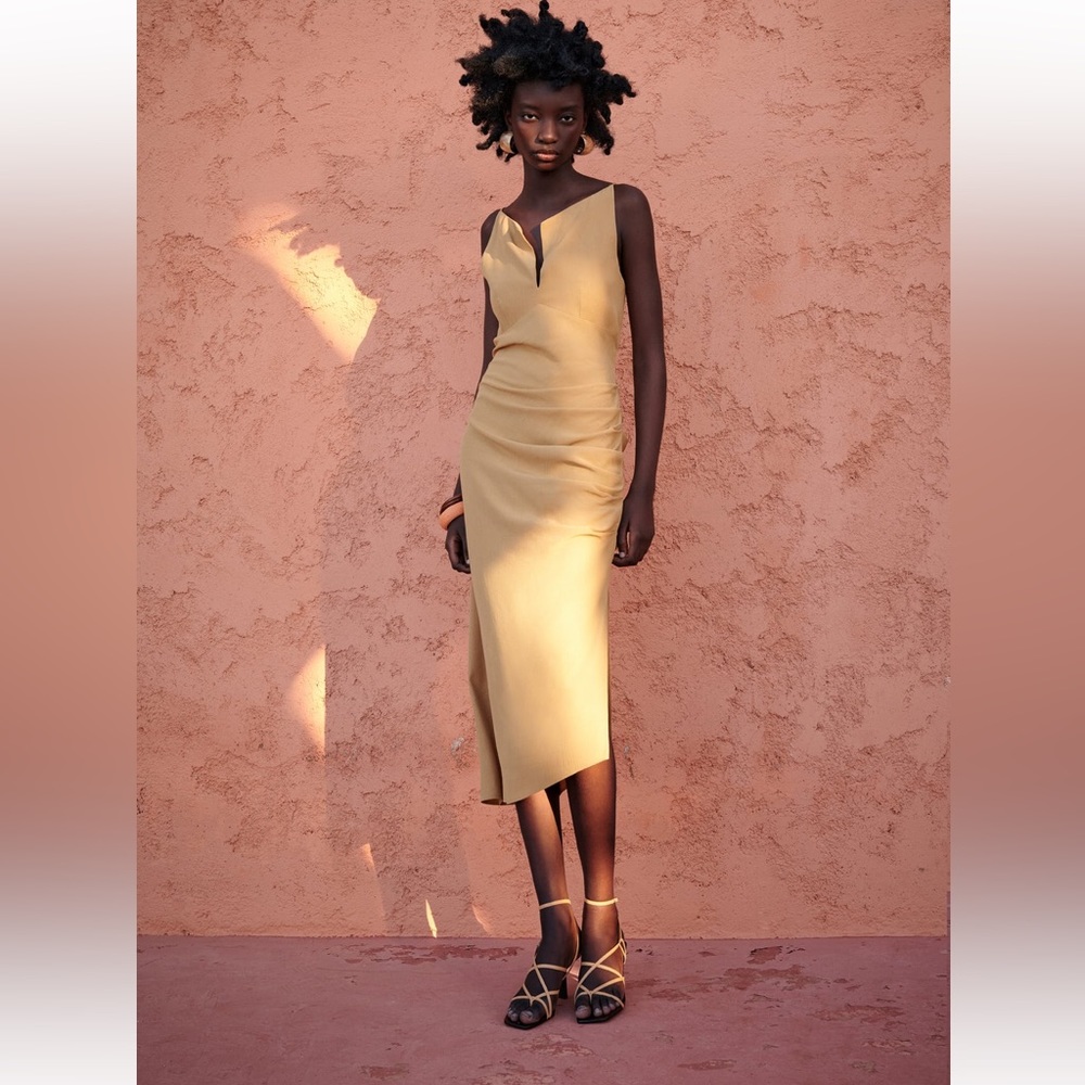 Draped midi dress from Zara.